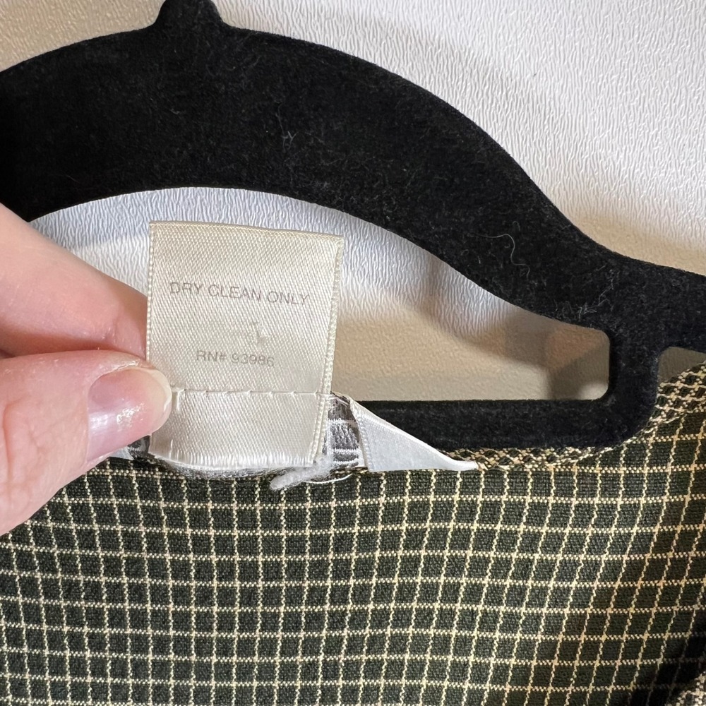 Petite Sophisticate Vintage 2 Piece Skort Set Olive Green Grid Plaid Blouse 90s - Picture 6 of 13